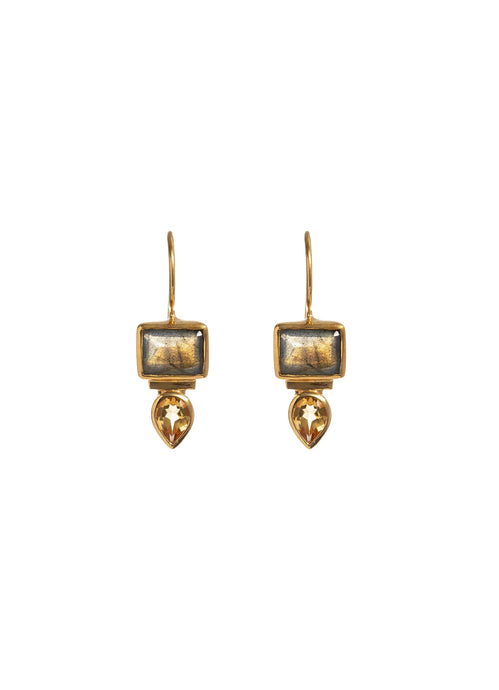 Sal Labradorite Gold Earrings