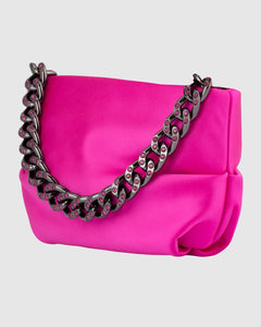 Jules Satin & Crystal Pouch | Fuchsia