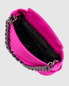 Jules Satin & Crystal Pouch | Fuchsia