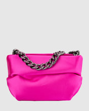 Load image into Gallery viewer, Jules Satin &amp; Crystal Pouch | Fuchsia