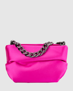 Jules Satin & Crystal Pouch | Fuchsia