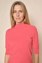 Load image into Gallery viewer, Trudy Pitch SS Highneck Knit | Coral Reef