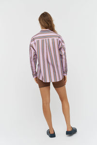 Chiara Classic Shirt | Violet Caramel Stripe