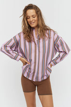 Load image into Gallery viewer, Chiara Classic Shirt | Violet Caramel Stripe