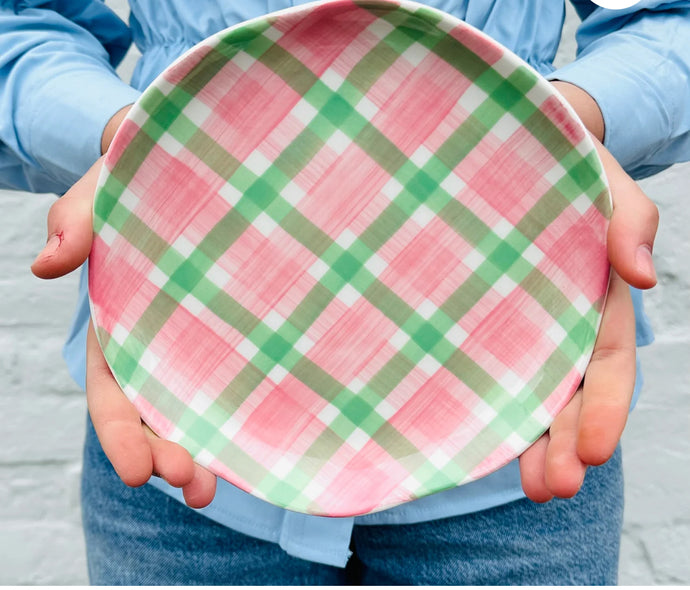 Side Plate - Pink & Green Gingham