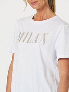 Milan Beaded Cotton T-shirt |  Silver