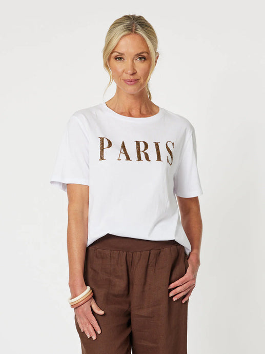 Paris Cotton Beaded T-shirt | Bronze