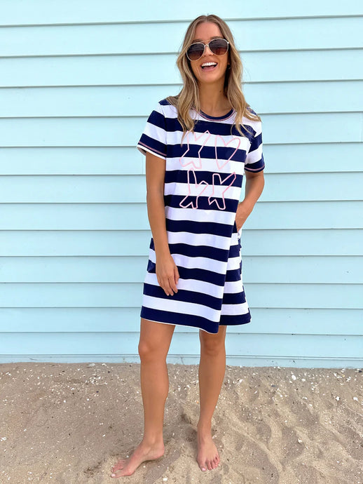 Love & Kisses Dress | Navy Pink