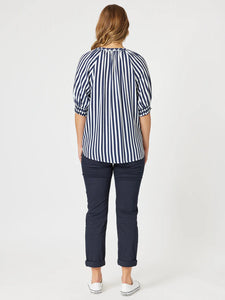 Harlequin Stripe Top | Navy/White