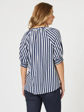Load image into Gallery viewer, Harlequin Stripe Top | Navy/White