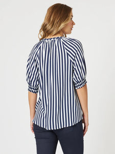 Harlequin Stripe Top | Navy/White