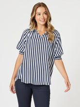 Load image into Gallery viewer, Harlequin Stripe Top | Navy/White