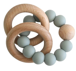 Beechwood Teether Ring Set | Sage