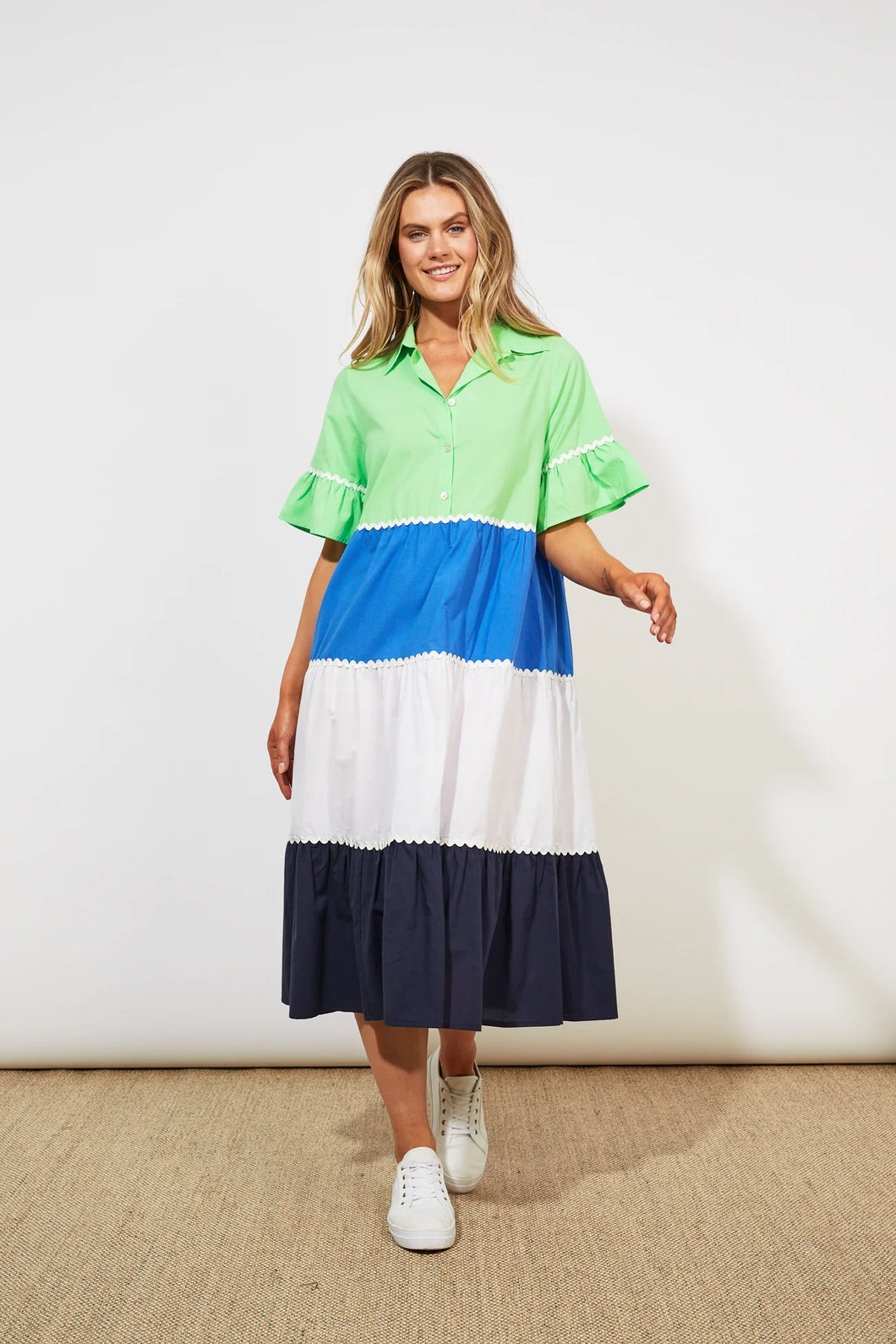 Oahu Shirt Maxi Dress | Marine Stripe