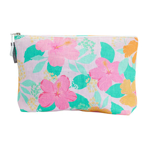 Linen Cosmetic Bag | Hibiscus