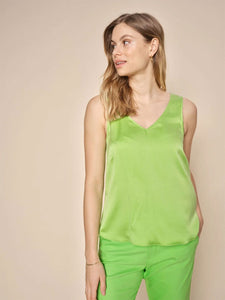 Astrid V-neck Silk Tank Top | Green Flash