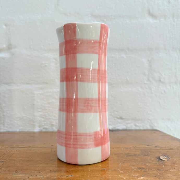 Rose Pink Gingham Vase