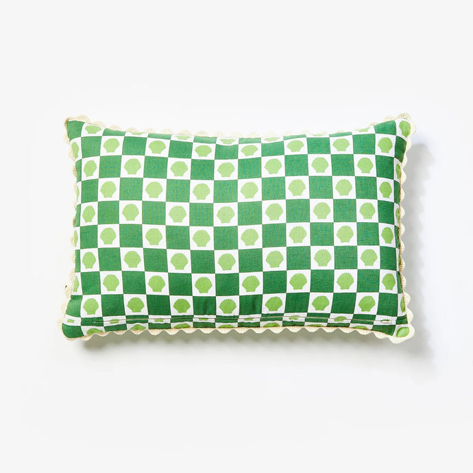 Shell Check Green Cushion | 60x40cm