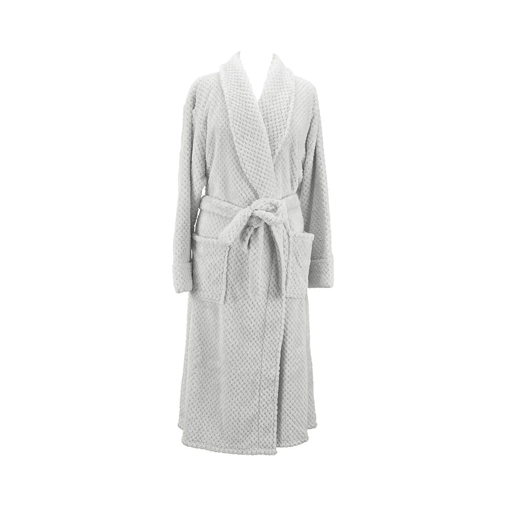 Cosy Luxe Waffle Bath Robe | Light Grey