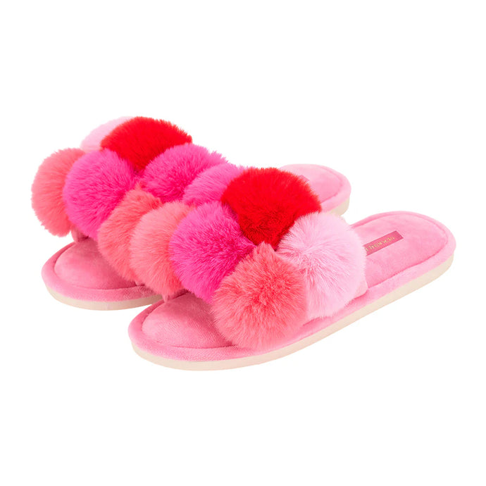 Cosy Luxe Pom Pom Slippers | Multi Pink