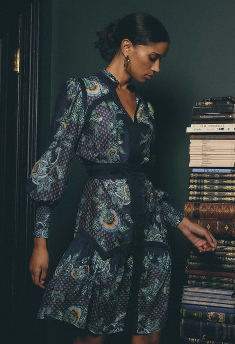 Renata Cotton Silk Dress | Mariposa Zafiro