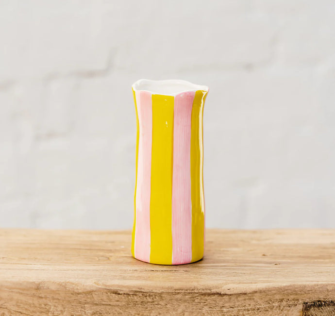 Pink & Yellow Stripe Vase