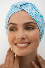 Load image into Gallery viewer, Amelie Shower Cap | Aqua Stripe