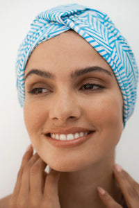 Amelie Shower Cap | Aqua Stripe