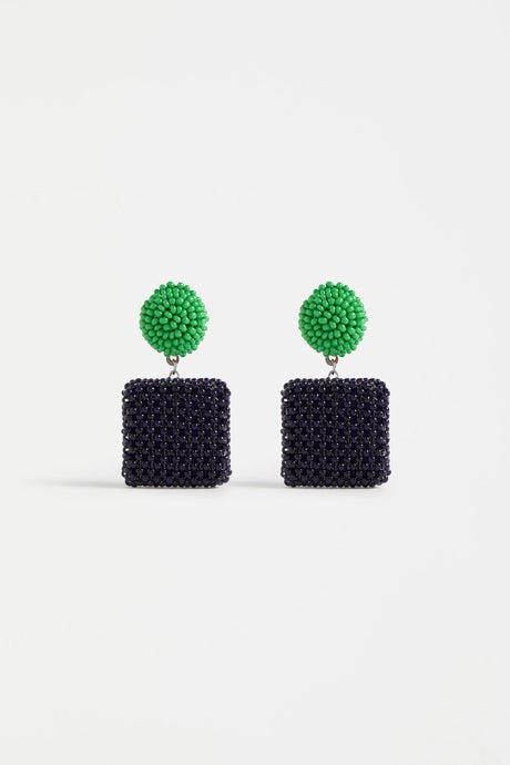 Gara Long Drop Earring | Bright Navy