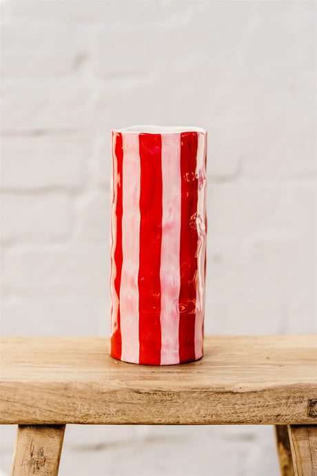 Red & Pink Stripe Vase