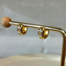 Load image into Gallery viewer, Crystal Emerald Cut Huggies