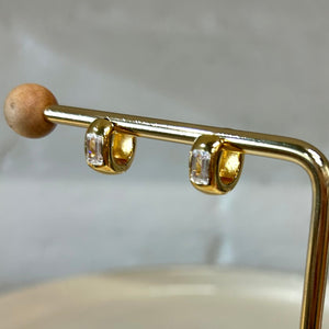 Crystal Emerald Cut Huggies
