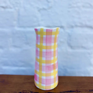 Pink & Yellow Gingham Vase | Small
