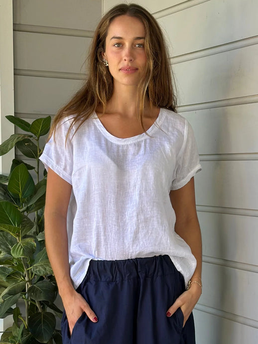 Ellie Round Neck Top | White