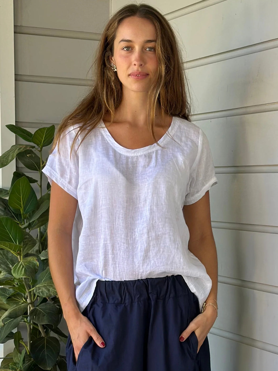Ellie Round Neck Top | White