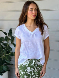 Ellie V Neck Top | White