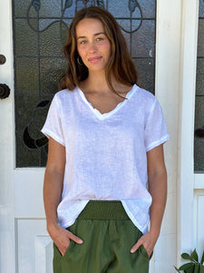 Ellie V Neck Top | White
