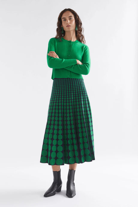 Leira Knit Skirt | Navy/Green Metallic