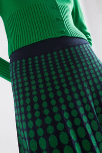 Leira Knit Skirt | Navy/Green Metallic