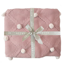 Load image into Gallery viewer, Pom Pom Baby Blanket | Petal with Ivory Poms