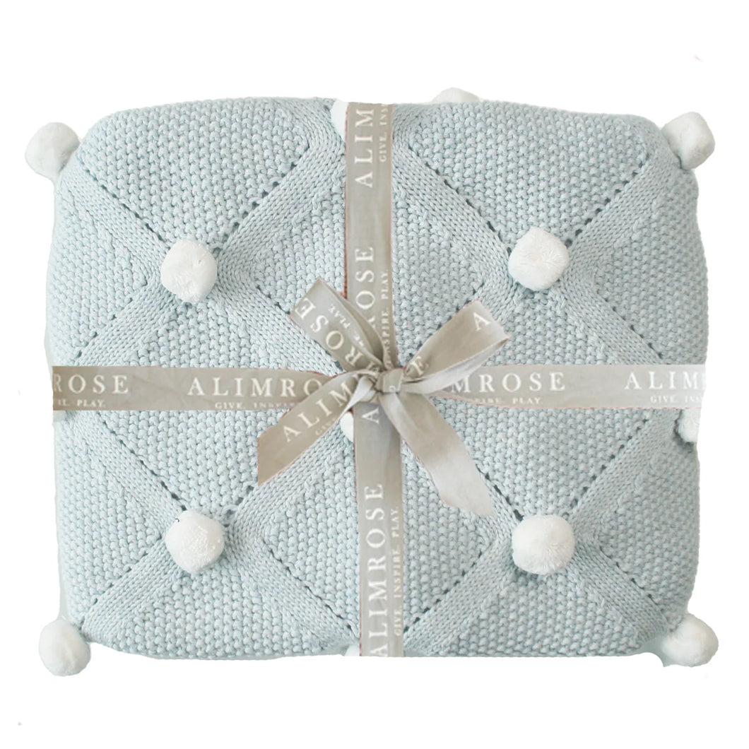 Pom Pom Baby Blanket | Powder Blue