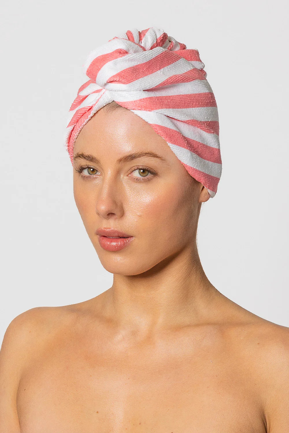 Riva Hair Towel Wrap | Pink Cabana Stripe