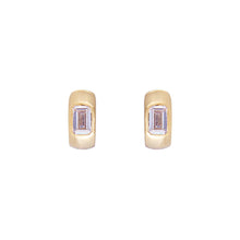 Load image into Gallery viewer, Crystal Emerald Cut Huggies