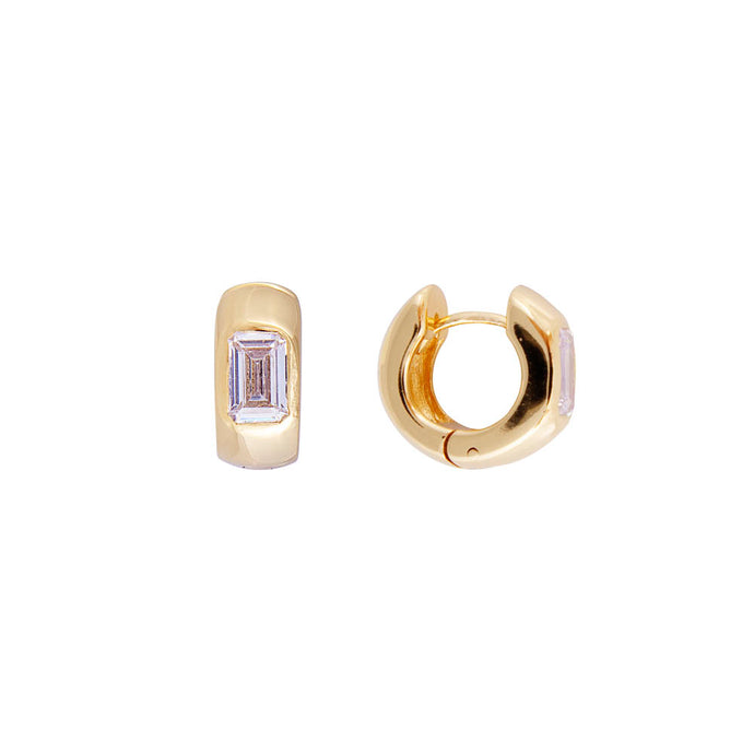 Crystal Emerald Cut Huggies