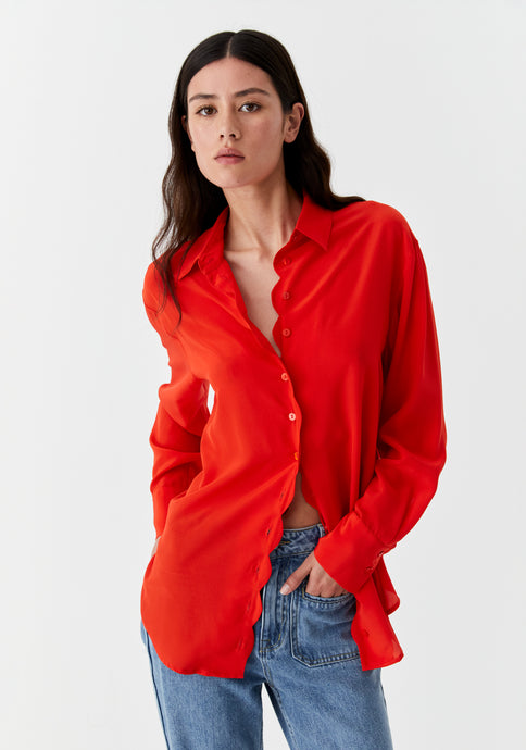 Hazel Silk Shirt | Flame