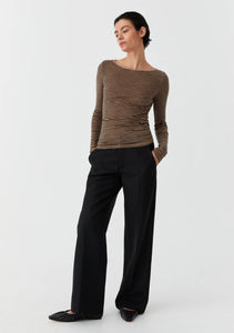 Morri Merino Stripe Round Neck | Coffee/Black