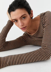 Morri Merino Stripe Round Neck | Coffee/Black