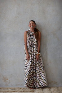 Erica One Shoulder Maxi Dress | Cirque Stripe Print