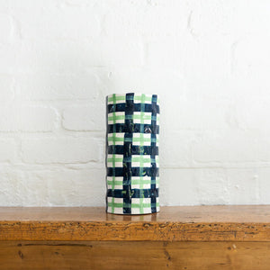 Navy & Mint Green Gingham Vase | Large