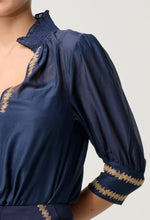 Load image into Gallery viewer, Mustique Cotton Silk Embroidered Blouse | Ink